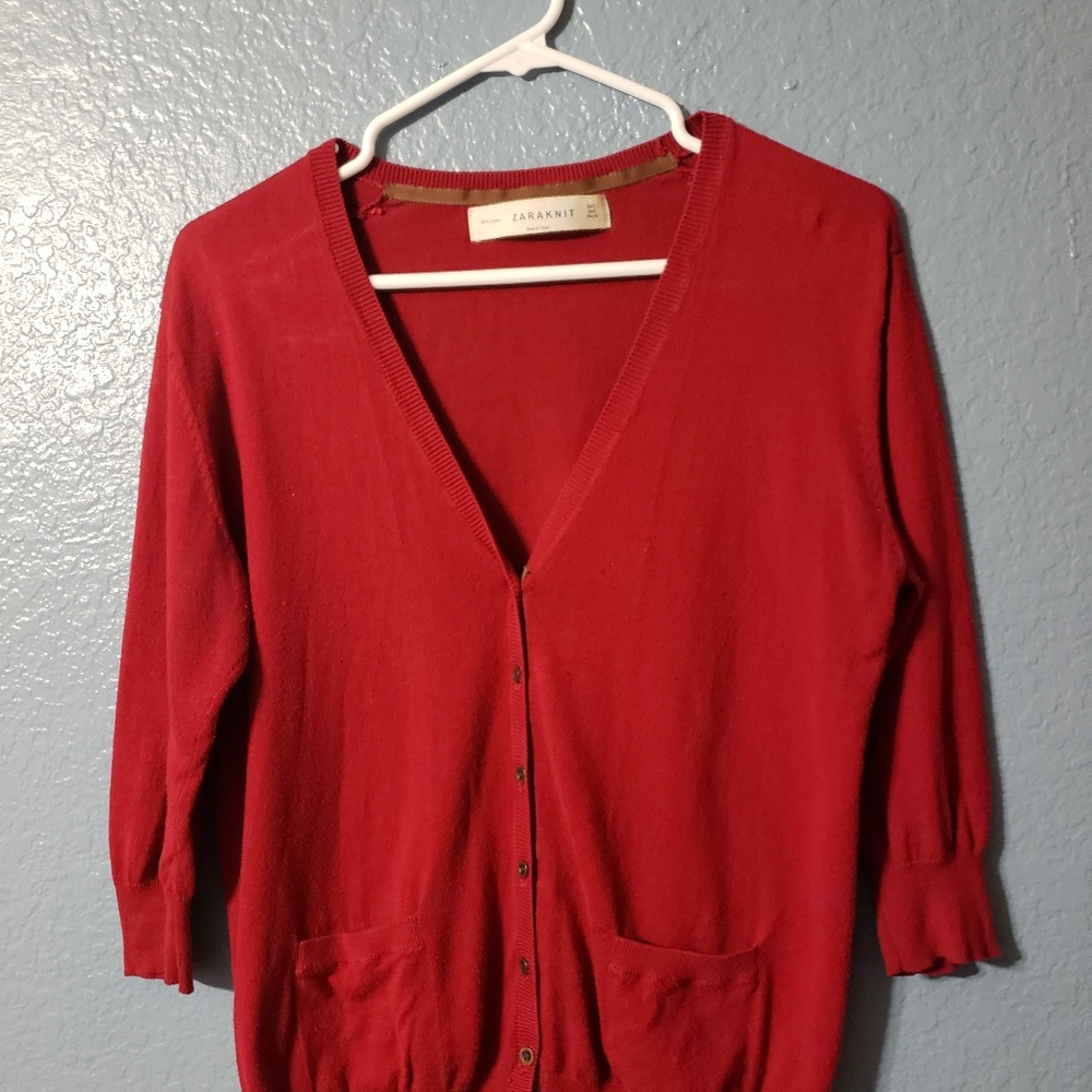 Zara red cardigan